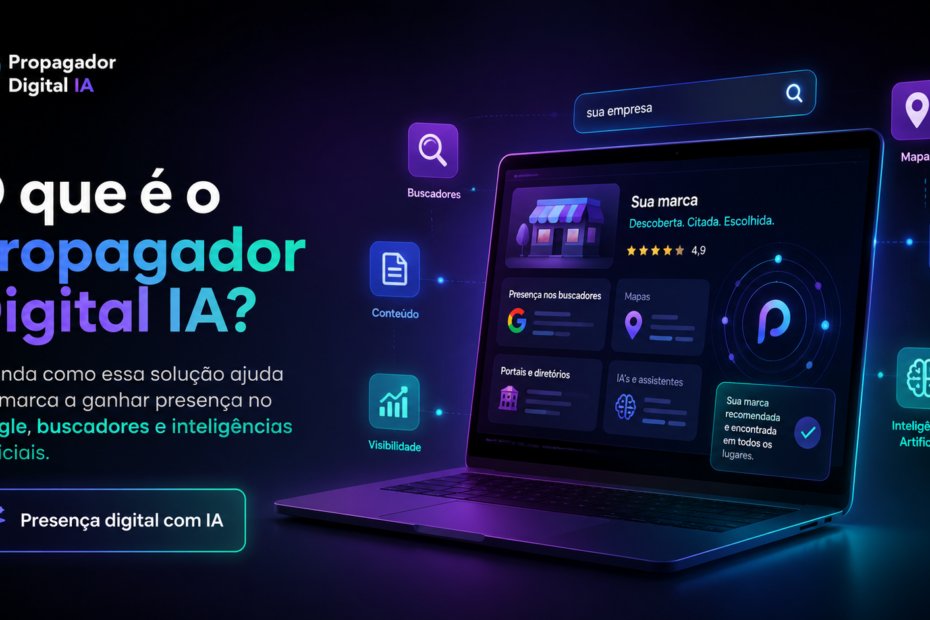 Entenda o que é o Propagador Digital e como ele ajuda marcas, empresas e profissionais a ganharem mais presença no Google, buscadores e inteligências artificiais.